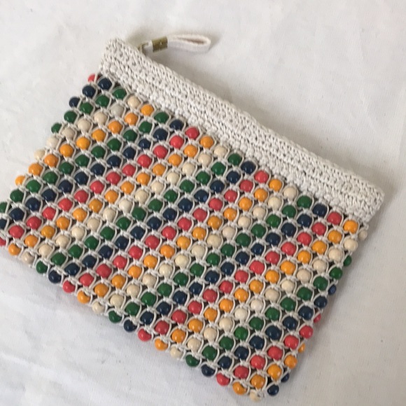 NWT Madewell THE BEADED CROCHET POUCH CLUTCH Zipper top colorful fun bag Summer - Picture 4 of 5
